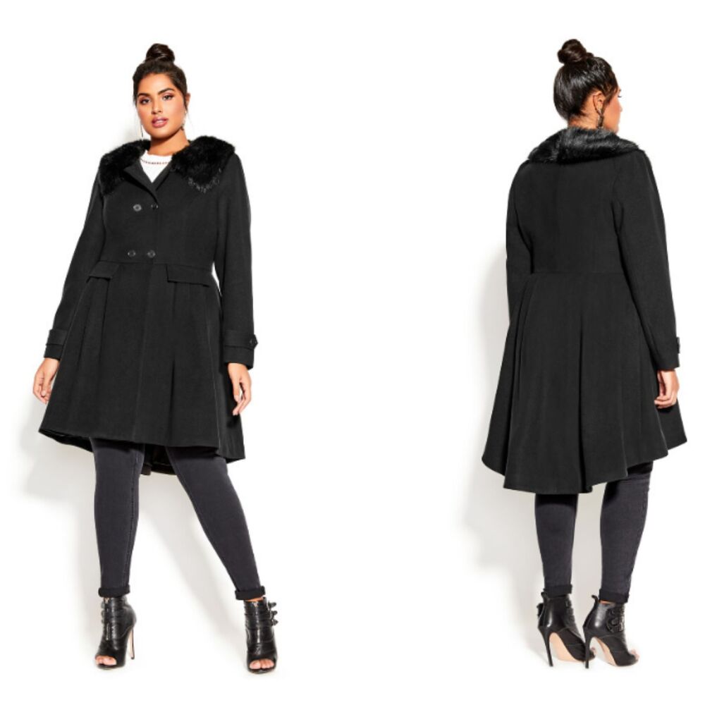 City Chic Grandiose black coat size S/16